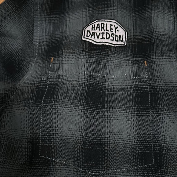 Harley Davidson xl never worn button down dark green and black flannel - Picture 3 of 5